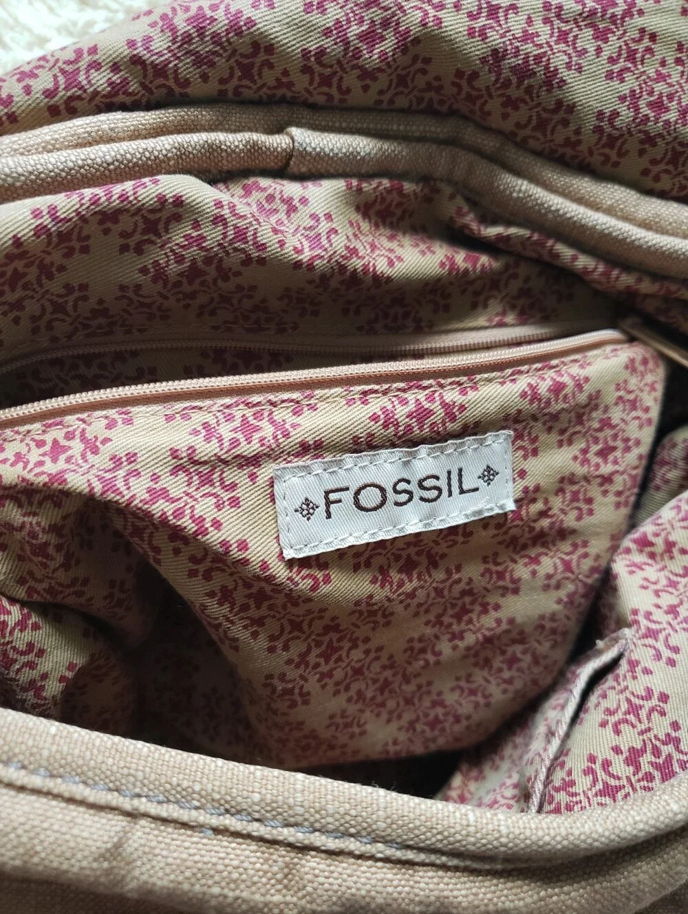 Large Vintage Fossil Canvas Messenger Bag Crossbody